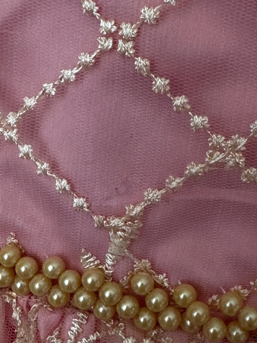 Girls Pink Lace Party Dress with Gold Embroidery